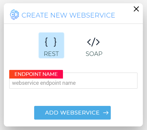 Create New Webservice Dialog